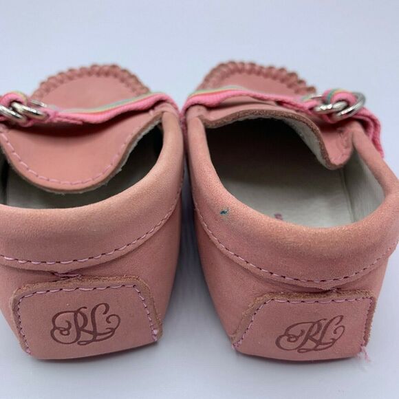 Ralph Lauren pink suede infant toddler moccasins size 3 - Picture 3 of 7